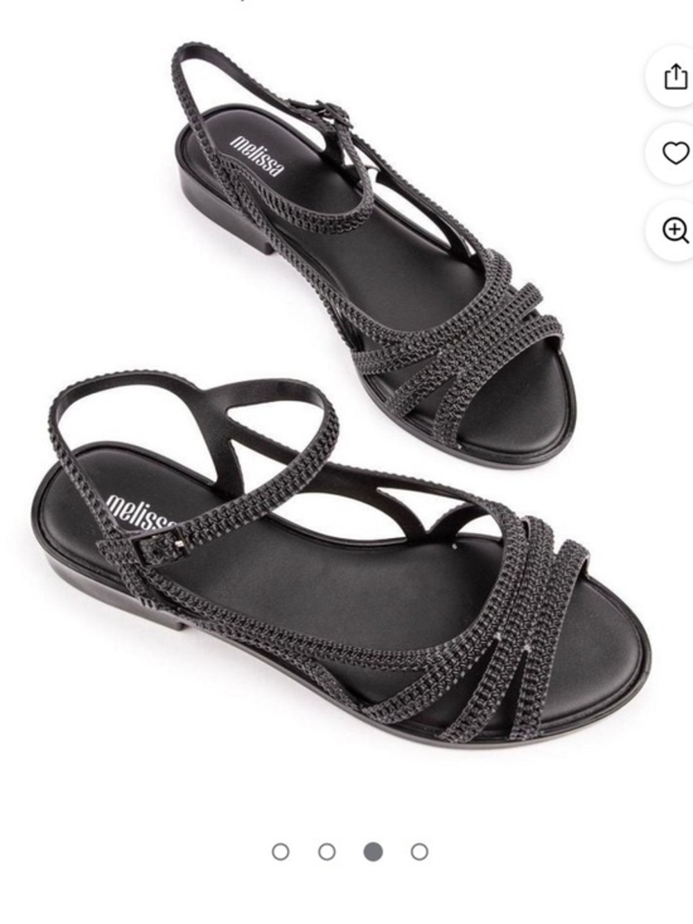 Melissa Femme Classy Sandals Black Woven Slingback Jelly Flats US 8